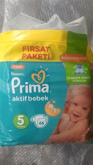 پوشک بچه پمپرز پریما ترک سایز 5 سوپر اونتاژ 66 تایی