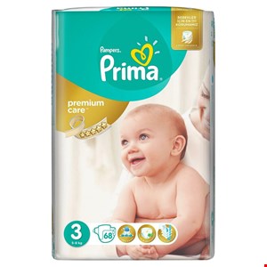 پوشک پمپرز پریما ضد حساسیت ترک سایز 3 تعداد 68 عددی